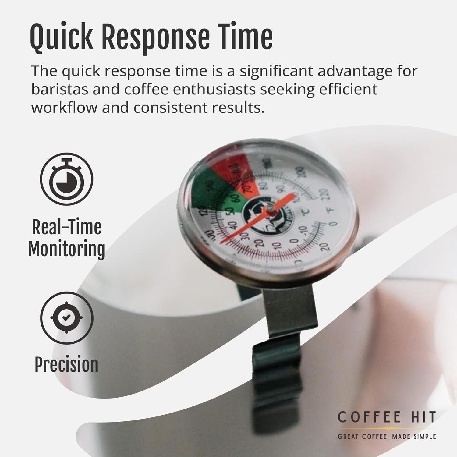 Rhino Coffee Gear Milk Analog Thermometer Short Stem 5" - Image 4