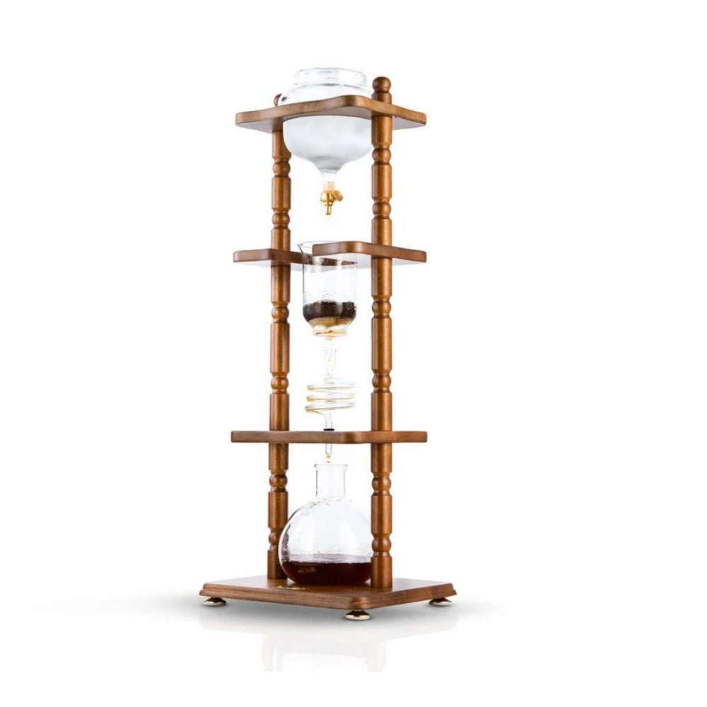 Yama 6-8 Cup Cold Drip Maker Curved Brown Wood Frame (32oz) - Image 2